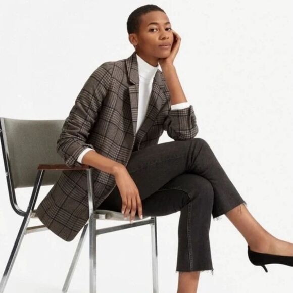 Everlane The Oversized Blazer Houndstooth Windowpane Size 6 Academia Work Office - Picture 15 of 16
